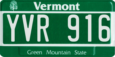 VT license plate YVR916