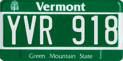 VT license plate YVR918