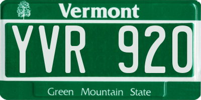 VT license plate YVR920