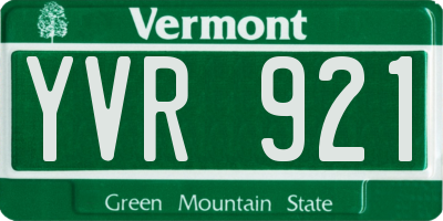 VT license plate YVR921