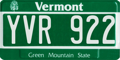 VT license plate YVR922