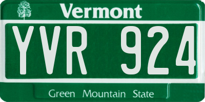 VT license plate YVR924