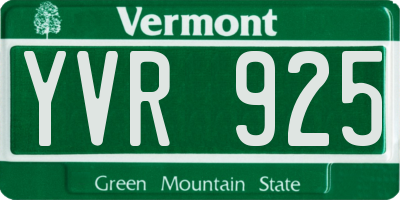 VT license plate YVR925