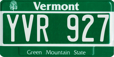 VT license plate YVR927