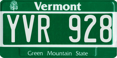 VT license plate YVR928