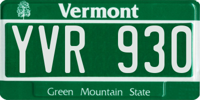 VT license plate YVR930