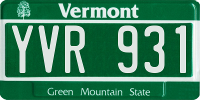 VT license plate YVR931
