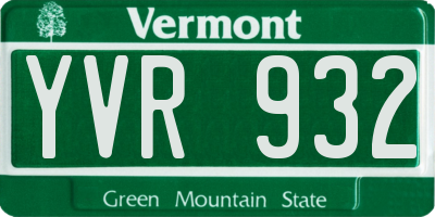 VT license plate YVR932