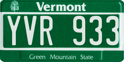 VT license plate YVR933