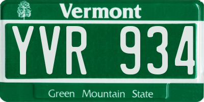 VT license plate YVR934