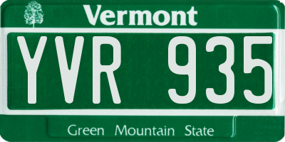 VT license plate YVR935