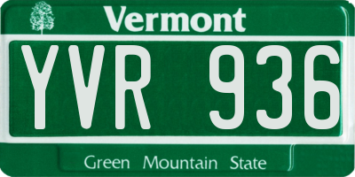 VT license plate YVR936