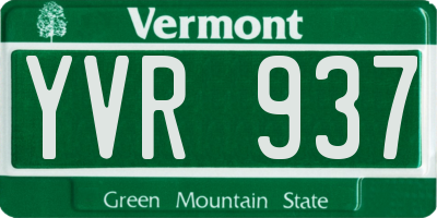 VT license plate YVR937