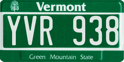 VT license plate YVR938