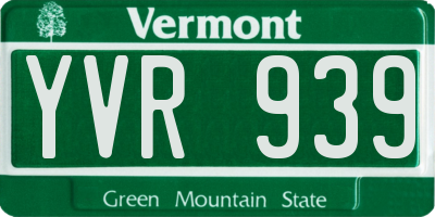 VT license plate YVR939
