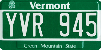 VT license plate YVR945