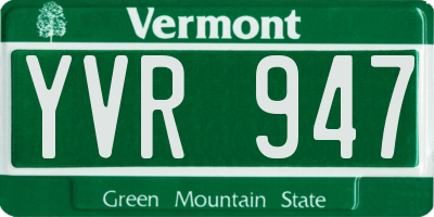 VT license plate YVR947