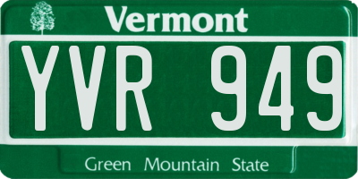 VT license plate YVR949