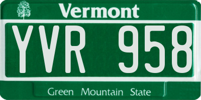 VT license plate YVR958