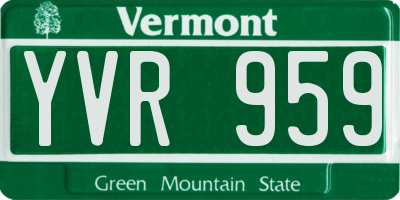 VT license plate YVR959