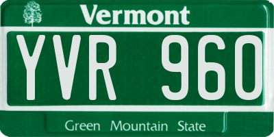 VT license plate YVR960