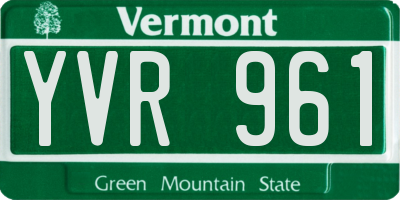 VT license plate YVR961