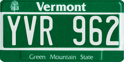 VT license plate YVR962
