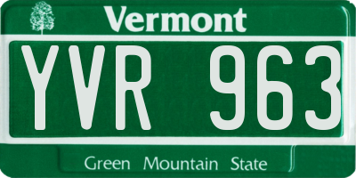 VT license plate YVR963