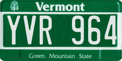 VT license plate YVR964