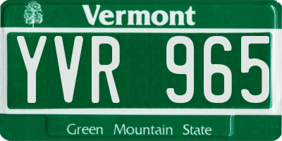 VT license plate YVR965