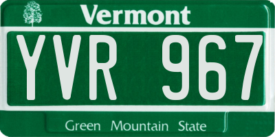 VT license plate YVR967