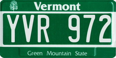 VT license plate YVR972