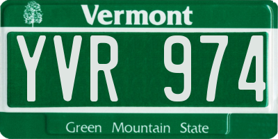 VT license plate YVR974