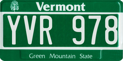 VT license plate YVR978