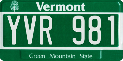 VT license plate YVR981