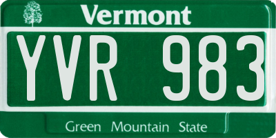 VT license plate YVR983