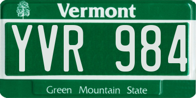 VT license plate YVR984