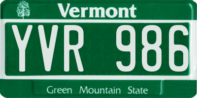 VT license plate YVR986