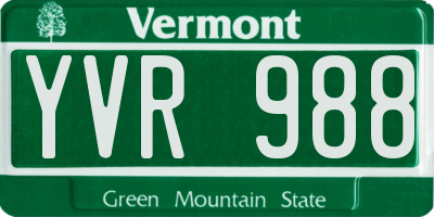 VT license plate YVR988