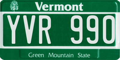 VT license plate YVR990