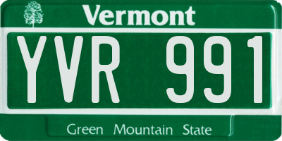 VT license plate YVR991