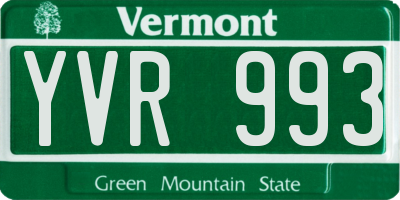 VT license plate YVR993