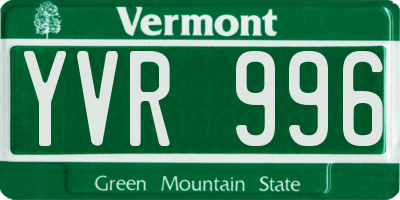 VT license plate YVR996