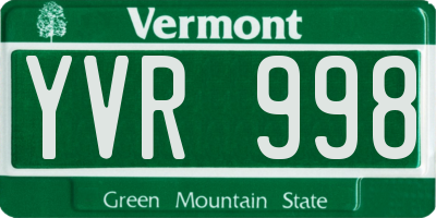 VT license plate YVR998