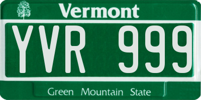 VT license plate YVR999