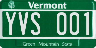 VT license plate YVS001