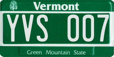 VT license plate YVS007