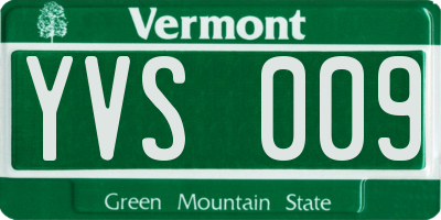 VT license plate YVS009