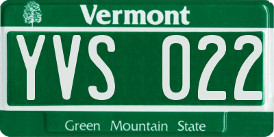 VT license plate YVS022