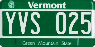 VT license plate YVS025